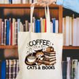 Cute Coffee Cats Books Lover Idea Women Men Kids Canvas Tote Bag Cute Coffee Cats Books Lover Idea Women Men Kids Canvas Tote Bag