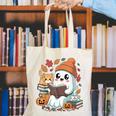Cute Cozy Ghost Reading With Cat Book Lover Autumn Fall Canvas Tote Bag