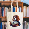 Cute Dog Basset Hound Reading Book Canvas Tote Bag Cute Dog Basset Hound Reading Book Canvas Tote Bag