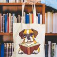 Cute Dog Boxer Reading Book Canvas Tote Bag
