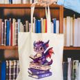 Cute Dragon Read Books Be Kind Stay Weird Book Lover Canvas Tote Bag