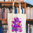 Cute Dragon Reading Books Bookworm Canvas Tote Bag