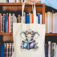 Cute Elephant Reading Universe Book Canvas Tote Bag Cute Elephant Reading Universe Book Canvas Tote Bag