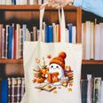 Cute Ghost Reading Book Lovers Halloween Pumpkin Women Girls Canvas Tote Bag Cute Ghost Reading Book Lovers Halloween Pumpkin Women Girls Canvas Tote Bag