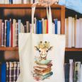 Cute Giraffe With Book Floral Bookworm Librarian Book Lover Canvas Tote Bag