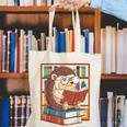 Cute Hedgehog Book Nerd Canvas Tote Bag