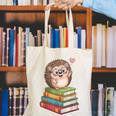 Cute Hedgehog Reading Books Animal Lover Reader Bookworm Canvas Tote Bag Cute Hedgehog Reading Books Animal Lover Reader Bookworm Canvas Tote Bag