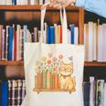 Cute Kawaii Cat Books Flowers Canvas Tote Bag Cute Kawaii Cat Books Flowers Canvas Tote Bag