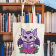 Cute Pastel Goth Bat Reading Book Canvas Tote Bag Cute Pastel Goth Bat Reading Book Canvas Tote Bag