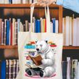 Cute Polar Bear Is Reading a Book Reading Polar Bear Canvas Tote Bag