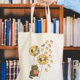 Cute Reading Cat With Kitten Dandelion Flowers Book Lover Canvas Tote Bag Cute Reading Cat With Kitten Dandelion Flowers Book Lover Canvas Tote Bag