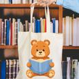Cute Teddy Bear Reading Book Adorable For Readers Canvas Tote Bag