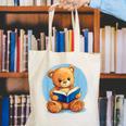 Cute Teddy Bear Reading Book Fun Canvas Tote Bag
