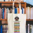 Cute Wiener Dog Dachshund Reading On Pile Of Books Canvas Tote Bag