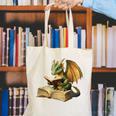 Dragon Bookworm Reading Book Graphic Canvas Tote Bag