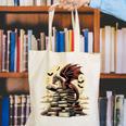Dragon Reading a Book Dragons And Books Lover Bookworm Canvas Tote Bag