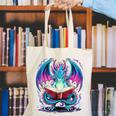 Dragon Reading Book Lover Canvas Tote Bag