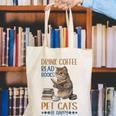Drink Coffee Read Books Pet Cats Be Happy Bookworm Canvas Tote Bag