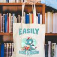 Easily Distracted By Books And Dragons Nerds Canvas Tote Bag