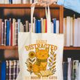 Easily Distracted By Cats And Books Cute Cat Book Lover Canvas Tote Bag