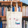 Easily Distracted By Cats And Books Cute Cat And Book Lovers Canvas Tote Bag