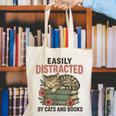 Easily Distracted By Cats And Books Vintage Canvas Tote Bag