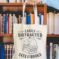 Easily Distracted By Cats And Books For Women Canvas Tote Bag Easily Distracted By Cats And Books For Women Canvas Tote Bag