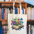 Enchanted Open Book With Blooming Flowers Canvas Tote Bag