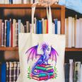 Fantasy Dragon Reading Books Bookworm Canvas Tote Bag Fantasy Dragon Reading Books Bookworm Canvas Tote Bag