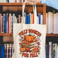 Fully Booked For Fall Books Pumpkin Autumn Thanksgiving Canvas Tote Bag