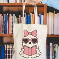 Ghost Reading Book Halloween Cat Lover Canvas Tote Bag Ghost Reading Book Halloween Cat Lover Canvas Tote Bag