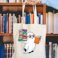 Ghost Reading Books Halloween Library Canvas Tote Bag Ghost Reading Books Halloween Library Canvas Tote Bag