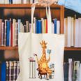 Giraffe Reading Tea Books Coffee Book Lover Graphic Canvas Tote Bag