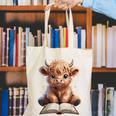 Highland Cow Reading Book Bookworm Canvas Tote Bag Highland Cow Reading Book Bookworm Canvas Tote Bag