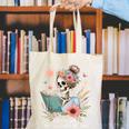 Just A Girl Who Loves Books Messy Bun Book Skeleton Bookworm Canvas Tote Bag