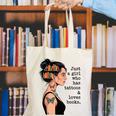Just a Girl Who Has Tattoos And Love Books Tattooed Inked Canvas Tote Bag