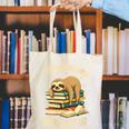Just One More Chapter Sloth Sleeping On Books Reading Canvas Tote Bag
