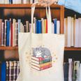 I Just Want To Read Books And Pet Cats Cat And Book Canvas Tote Bag