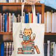 Kawaii Cat Coffee Books Teacher Men Women Girls Kids Canvas Tote Bag
