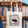 Life Is Better With Cats And Books Canvas Tote Bag Life Is Better With Cats And Books Canvas Tote Bag