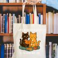 Life Is Better With Cats And Books Cute Cat Lover Canvas Tote Bag