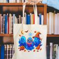 Little Ghost Coffee Tee Spooky Season Ghost Reading Book Canvas Tote Bag