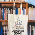 Live Laugh & Love Books Reading Butterfly Book Lover Bookish Premium Canvas Tote Bag