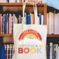 Take A Look It's In A Book Reading Book Vintage Rainbow Canvas Tote Bag