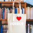 I Love Horror Heart Movies TV Show Books Writing Read Canvas Tote Bag