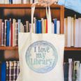 I Love My Library Medallion For Book Lover Reader Librarian Canvas Tote Bag