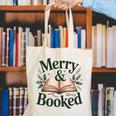 Merry And Booked Holiday Reading Winter Book Lover Premium Tri-Blend Canvas Tote Bag