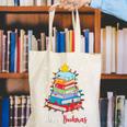 Merry Bookmas Book Christmas Tree Lights Xmas Men Women Kids Canvas Tote Bag