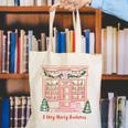 A Very Merry Bookmas Cozy Christmas Bookstore Holiday Cute Canvas Tote Bag