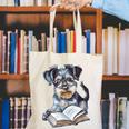 Nerdy Schnauzer Dog Book Lover Glasses Cute Pet For Men Women Kids Canvas Tote Bag